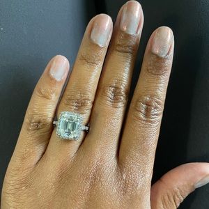 Vintage 5ct Emerald cut Moissanite Sterling Silver Ring